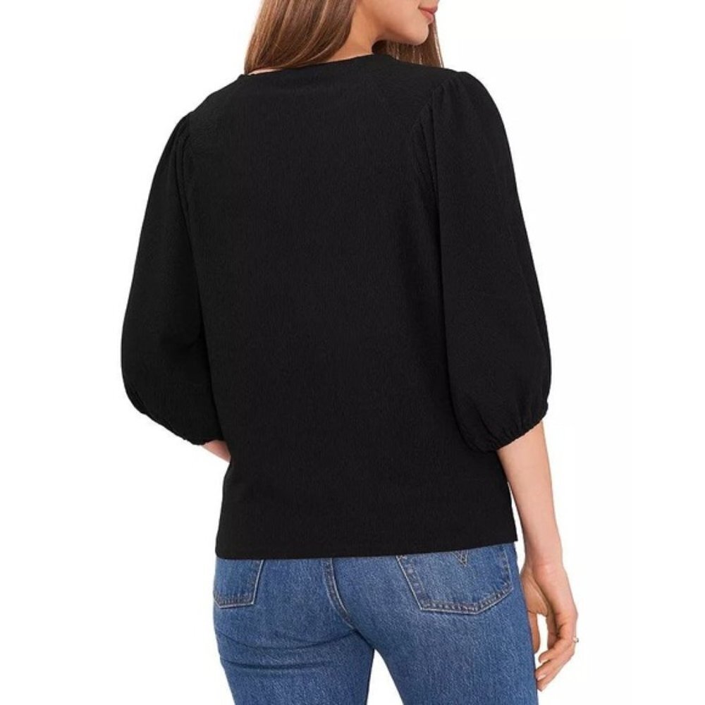 NWT VINCE CAMUTO Puff Sleeve Top Sz XS Black - Picture 2 of 6